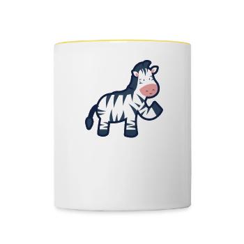 Zebra Afrika Safari Kinder - Tasse zweifarbig - Weiß/Gelb - Vorne