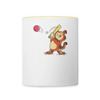 Tiger Schlagball Kinder Schlagmann - Tasse zweifarbig - Weiß/Gelb - Vorne