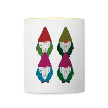 gartenzwerge Viererkette - Tasse zweifarbig - Weiß/Gelb - Vorne