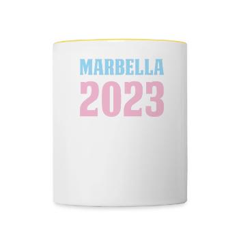 Marbella 2023 - Tasse zweifarbig - Weiß/Gelb - Vorne