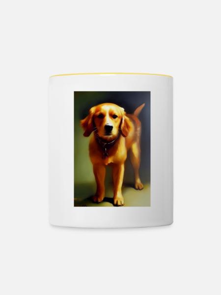 Hunde Bild - Tasse zweifarbig - Weiß/Gelb