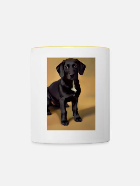 Hunde Bild - Tasse zweifarbig - Weiß/Gelb
