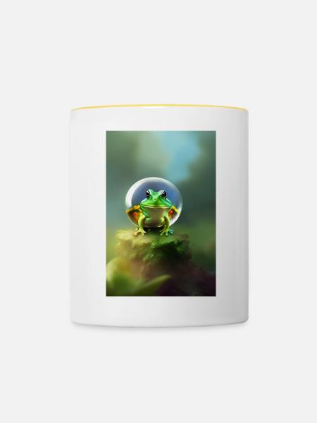 Frosch Kugel - Tasse zweifarbig - Weiß/Gelb