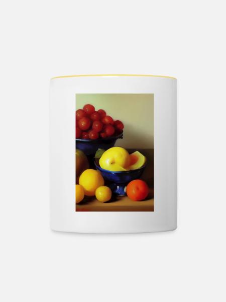 Früchte - Tasse zweifarbig - Weiß/Gelb