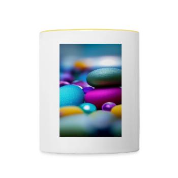 Bunte Steine - Tasse zweifarbig - Weiß/Gelb - Vorne