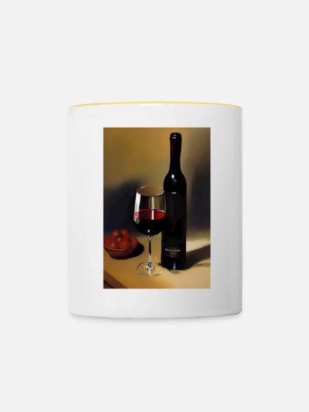 Wein Trinker - Tasse zweifarbig - Weiß/Gelb