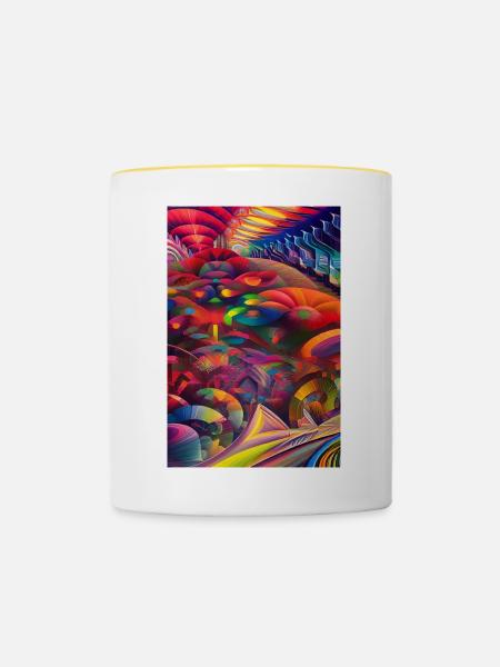 Abstrakte Kunst - Tasse zweifarbig - Weiß/Gelb