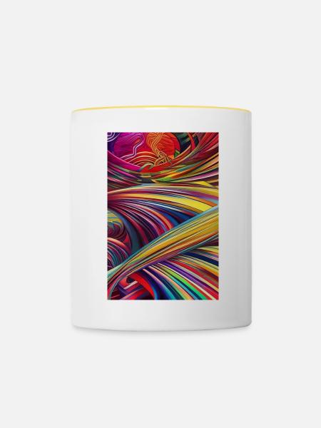 Abstrakte Kunst - Tasse zweifarbig - Weiß/Gelb