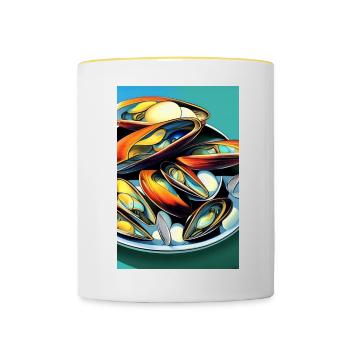 Mussels - Contrasting Mug - white/yellow - Front