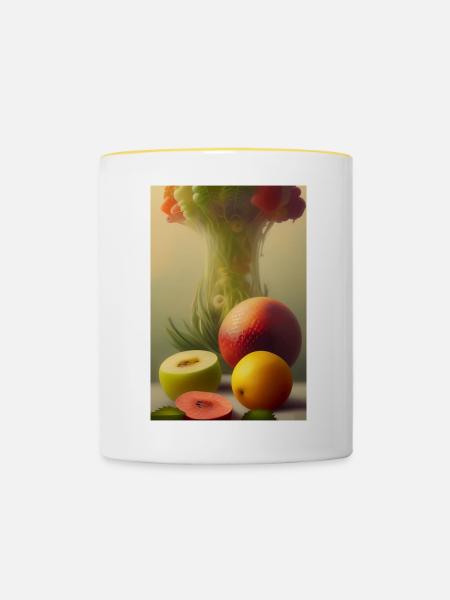 Früchte - Tasse zweifarbig - Weiß/Gelb
