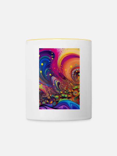 Abstrakte Kunst - Tasse zweifarbig - Weiß/Gelb