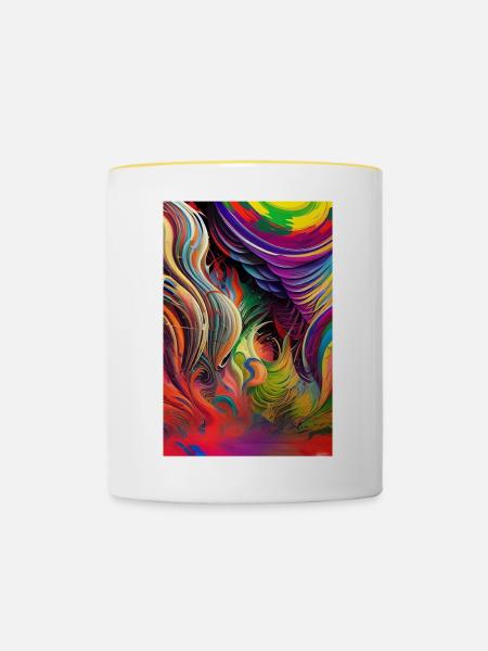 Abstrakte Kunst - Tasse zweifarbig - Weiß/Gelb