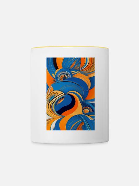 Abstrakte Kunst - Tasse zweifarbig - Weiß/Gelb