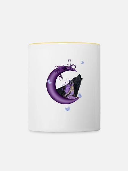 Fee auf dem Mond - Tasse zweifarbig - Weiß/Gelb