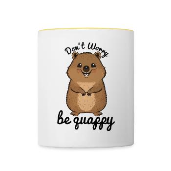 Quokka Geschenk, Quokka T-Shirt, Quokka lustig - Tasse zweifarbig - Weiß/Gelb - Vorne