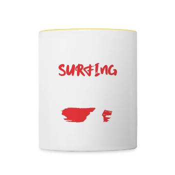 windsurfen papa - Tasse zweifarbig - Weiß/Gelb - Vorne