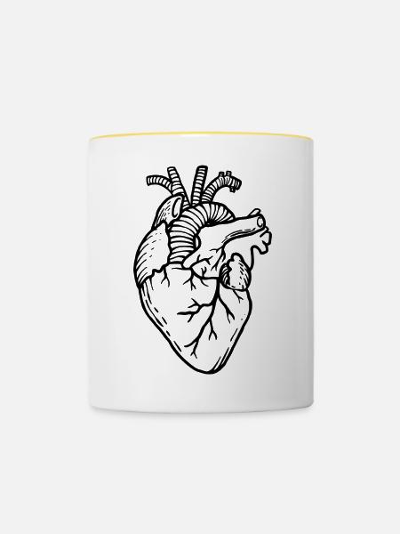 Herz-Organ - Tasse zweifarbig - Weiß/Gelb