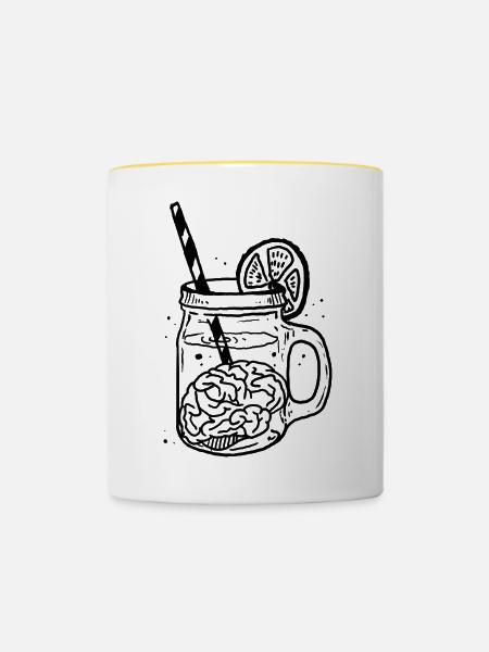 Brainfood 2 - Tasse zweifarbig - Weiß/Gelb