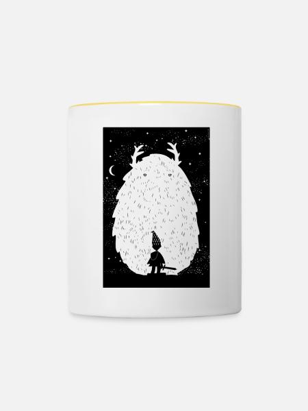 Der Yeti und der Krieger - Tasse zweifarbig - Weiß/Gelb
