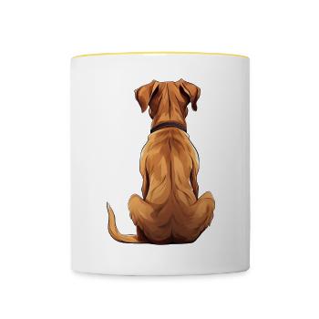 Rhodesian Ridgeback - Tasse zweifarbig - Weiß/Gelb - Vorne
