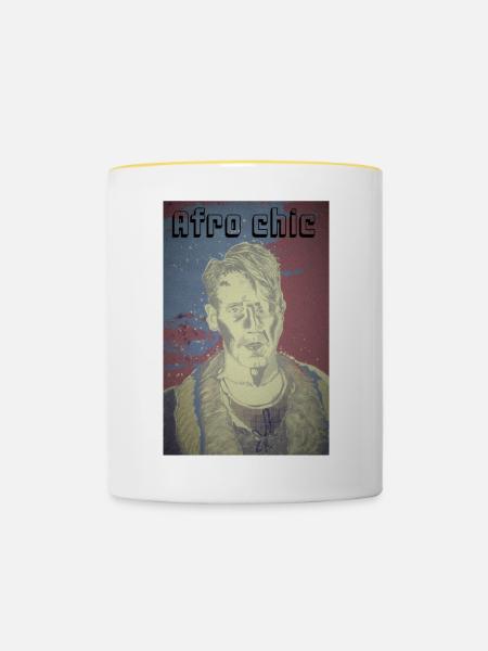 Afro-Chic - Tasse zweifarbig - Weiß/Gelb