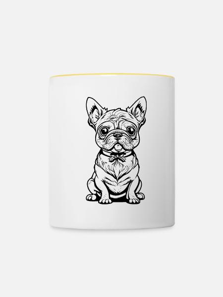 Süsser sitzender Hund - Tasse zweifarbig - Weiß/Gelb