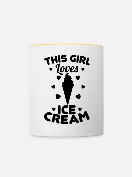 Dieses Mädchen liebt Eiscreme - Tasse zweifarbig - Weiß/Gelb