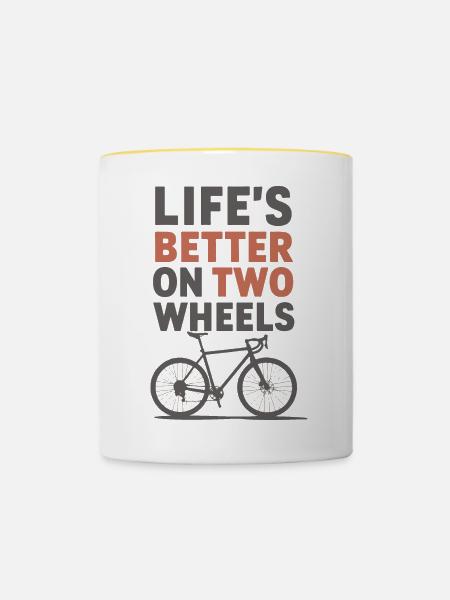 Life's better on two wheels - Tasse zweifarbig - Weiß/Gelb