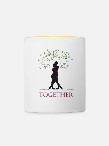 Zusammen schwarz - Tasse zweifarbig - Weiß/Gelb
