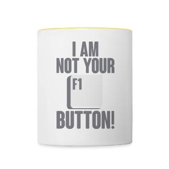 I Am Not Your F1 Button 2 - Tasse zweifarbig - Weiß/Gelb - Vorne