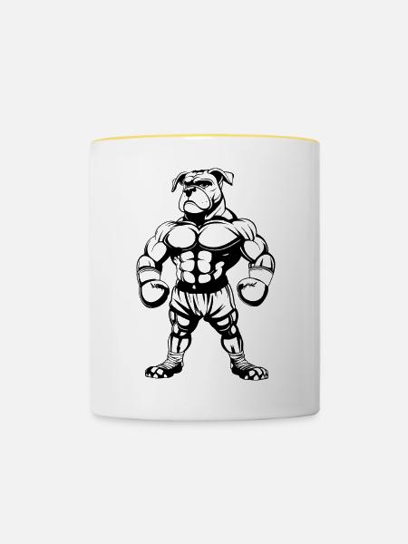 Boxer Hund Skizze - Tasse zweifarbig - Weiß/Gelb