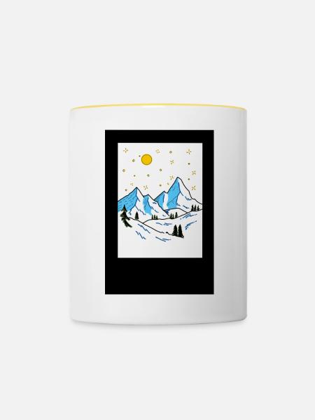 Berglandschaft im Sonnenlicht - Tasse zweifarbig - Weiß/Gelb