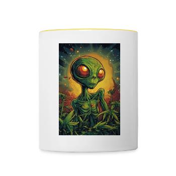 Dschungelalien Neonauge - Tasse zweifarbig - Weiß/Gelb - Vorne