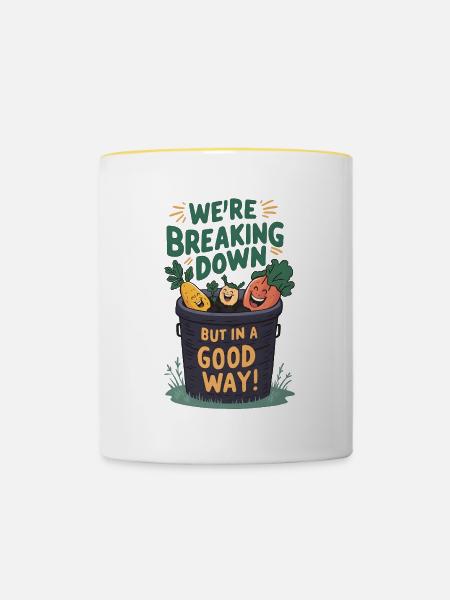 Breaking Down Compost - Tasse zweifarbig - Weiß/Gelb