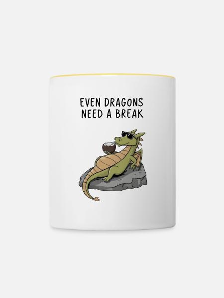 Lounging Dragon - Tasse zweifarbig - Weiß/Gelb