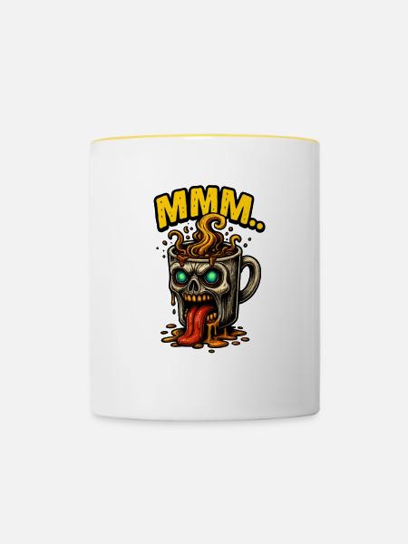 MMM Dämonenkaffee Becher - Tasse zweifarbig - Weiß/Gelb