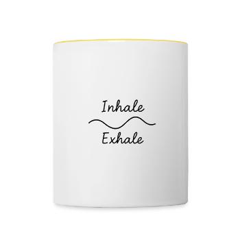 Mindfulness Inhale Exhale Illustration - Contrasting Mug - white/yellow - Front