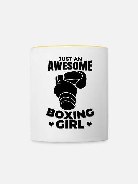 Boxer Mädchen - Tasse zweifarbig - Weiß/Gelb