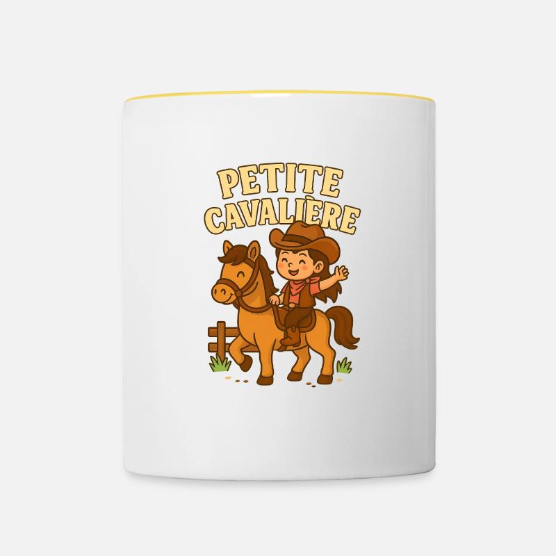 Petite cavalière mignonne - Mug contrasté - blanc/jaune