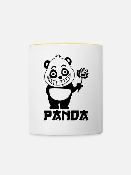 Niedlicher Panda - Tasse zweifarbig - Weiß/Gelb