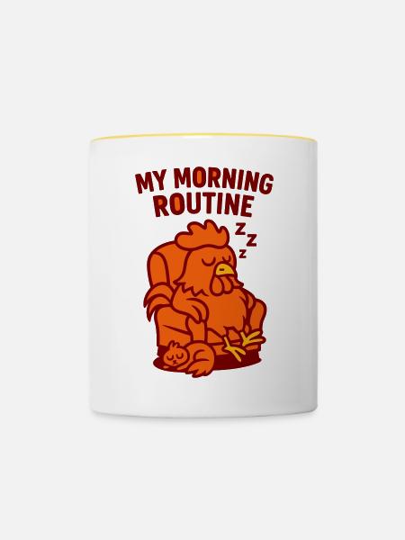 Lazy Morning Routine - Tasse zweifarbig - Weiß/Gelb