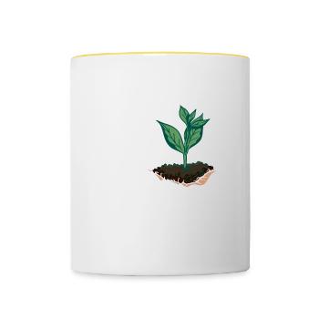 Vintage Gärtner Zitat Pflanze Flüsterer lustiger G - Tasse zweifarbig - Weiß/Gelb - Vorne