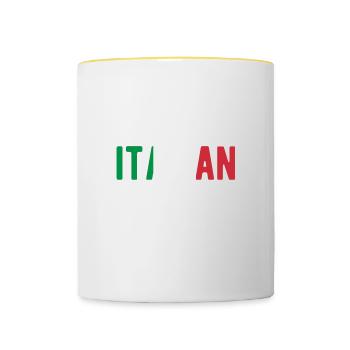 Souvenirs du drapeau italien pour les hommes italiens femme - Mug contrasté - blanc/jaune - Devant