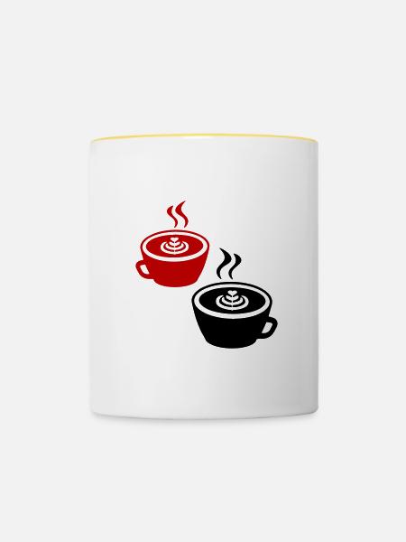 Kaffee Icon - Tasse zweifarbig - Weiß/Gelb