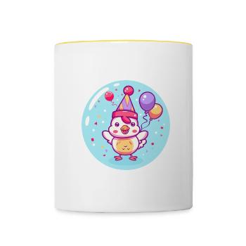 Chicken Birthday Baby - Contrasting Mug - white/yellow - Front