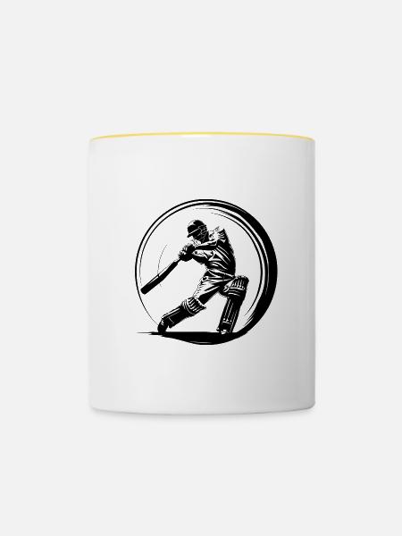 Cricket Mann - Tasse zweifarbig - Weiß/Gelb