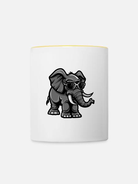Elefant Tier - Tasse zweifarbig - Weiß/Gelb