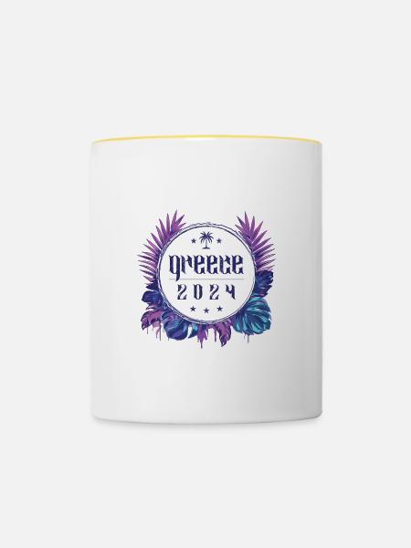 Greece 2024 - Tasse zweifarbig - Weiß/Gelb