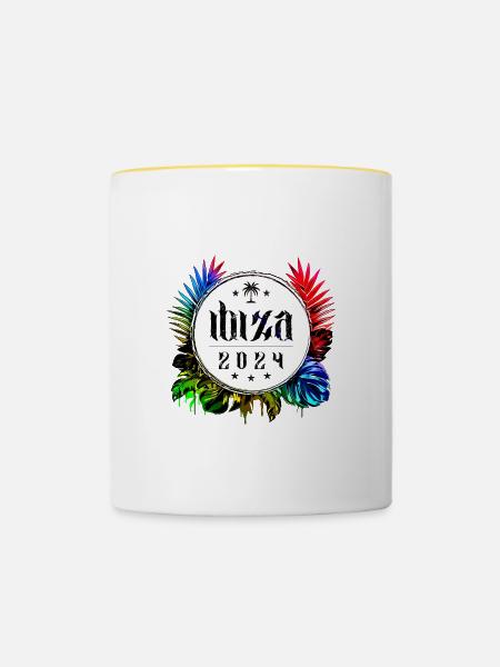 Ibiza 2024 Bunt - Tasse zweifarbig - Weiß/Gelb