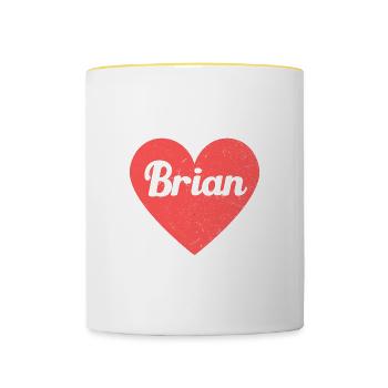 Brian Name Rotes Herz Liebe Fan Retro - Tasse zweifarbig - Weiß/Gelb - Vorne